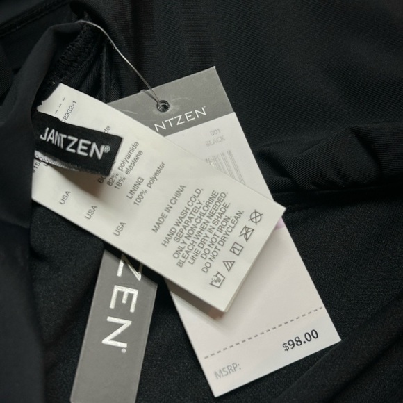 Jantzen Black Draped One Piece with Tummy Control Size 22W NWT - Picture 5 of 8
